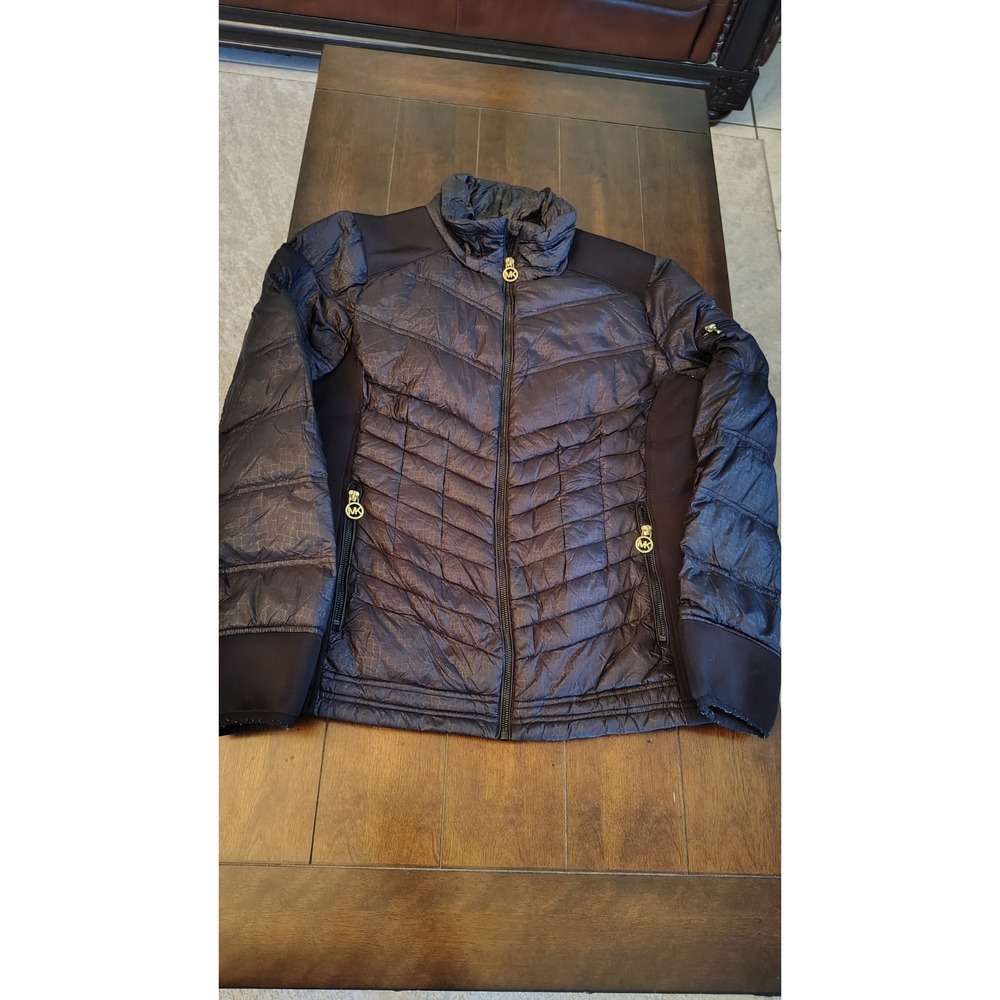 MICHAEL KORS Womens Padded Jacket Black Animal Print Polyester AH01‎
